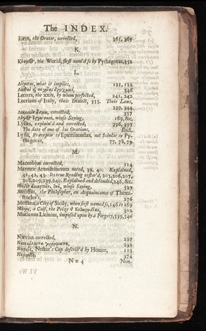view Index from Bentley's 'A Dissertation upon the Epistles