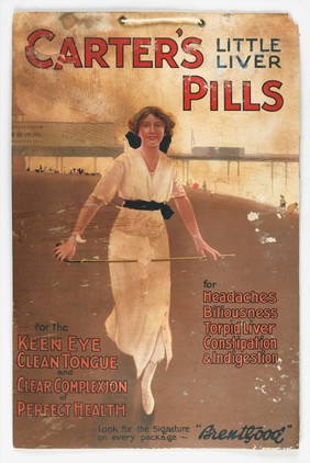 Carter's Little Liver Pills for headaches, biliousness, torpid liver, constipation & indigestion : for the keen eye, clean tongue and clear complexion of perfect health : look for the signature on every package: "Brentgood".