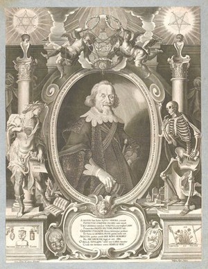 view Johannes Henisius (Johann Heins). Line engraving by W. Kilian after L. Kilian, 1638.