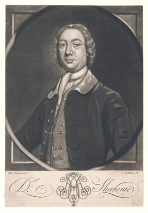 view Dr. Sharemo (Henry Harmood). Mezzotint by A. Miller after T. Stokes, ca. 1740.