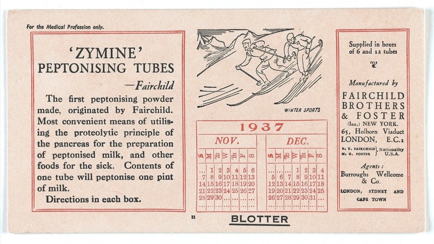 'Zymine' peptonising tubes... / Fairchild Brothers & Foster (Inc) New York.