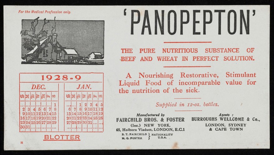 'Panopepton' : the pure nutritious substance of beef and wheat in perfect solution / Fairchild Bros. & Foster.