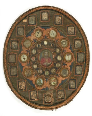 The Passion of Christ. Coloured roundel with etchings, engravings and watercolours, ca. 1800 (?).