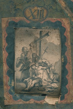 The Passion of Christ. Coloured roundel with etchings, engravings and watercolours, ca. 1800 (?).