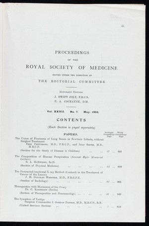 view Proceedings of the Royal Society of Medicine, May 1934