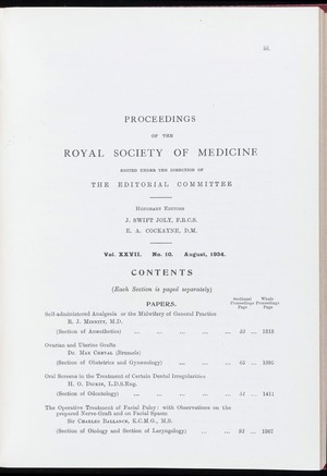 view Proceedings of the Royal Society of Medicine, August 1934