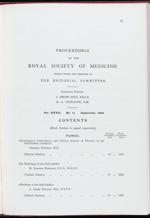 view Proceedings of the Royal Society of Medicine, Sept 1934