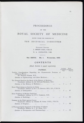 Proceedings of the Royal Society of Medicine, Nov 1933