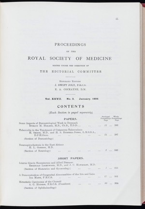 view Proceedings of the Royal Society of Medicine, Jan 1934
