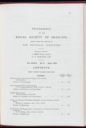 view Proceedings of the Royal Society of Medicine, April 1934