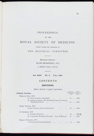view Proceedings of the Royal Society of Medicine, July 1932
