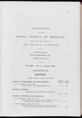 Proceedings of the Royal Society of Medicine, Jan 1932