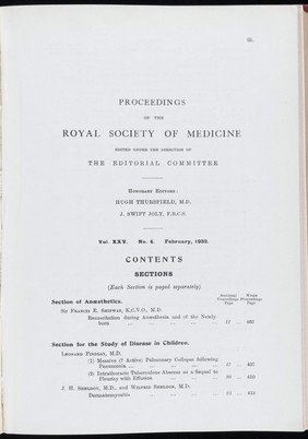 Proceedings of the Royal Society of Medicine, Feb 1932