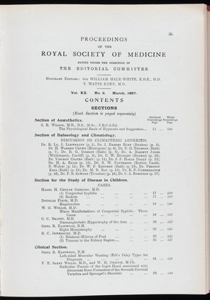 view Proceedings of the Royal Society of Medicine, March 1927