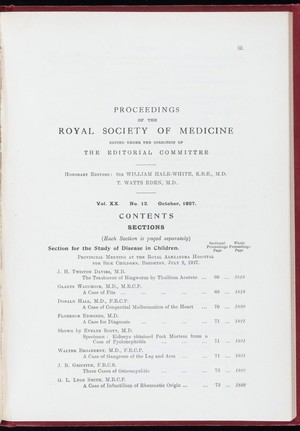 view Proceedings of the Royal Society of Medicine, Oct 1927