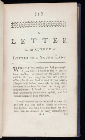 A letter to the author of a letter to a young lady