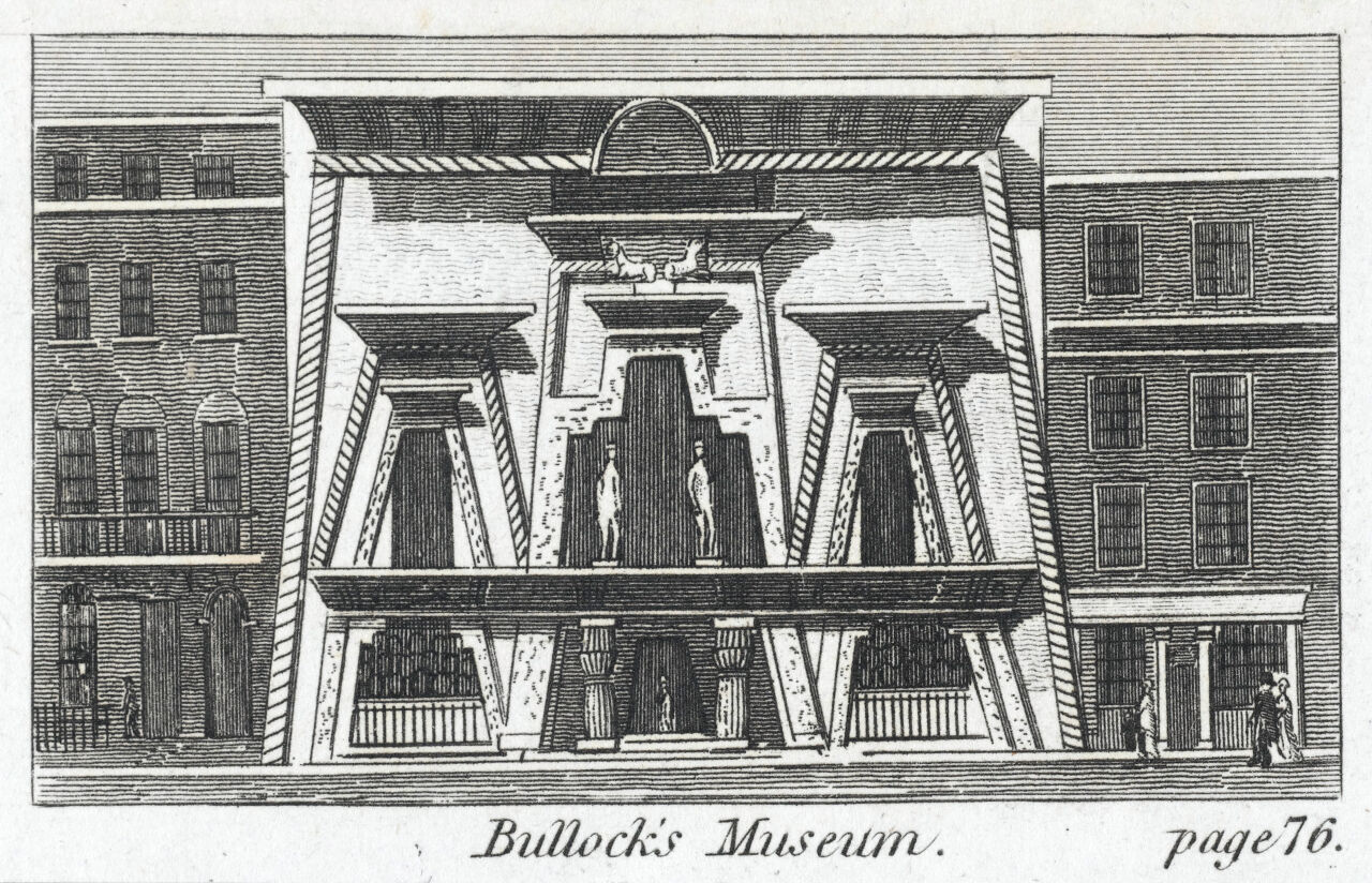 Bullock's Museum, (Egyptian Hall or London Museum), Piccadilly. Engraving, 1818., 1818, by Peter Frederick Robinson