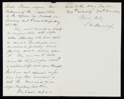 Letter from S. Burroughs