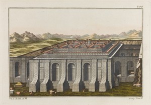 view The temple of Solomon at Jerusalem. Coloured engraving, ca. 1804-1811.