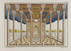 view The Summer Hall of the Jews. Coloured engraving, ca. 1804-1811.