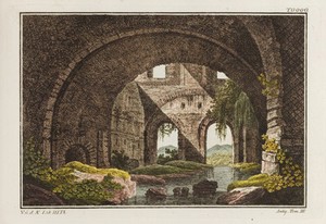 view Tivoli: ruins of the villa of Maecenas. Coloured engraving, ca. 1804-1811.