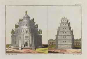 view Rome: tomb of Augustus. Coloured engraving, ca. 1804-1811.