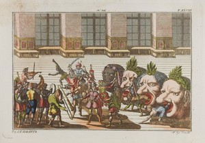 view A masque. Coloured engraving, ca. 1804-1811.