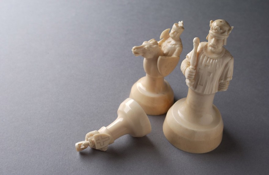 Chessmen (chess pieces) in the form of Saracens and Crusaders.