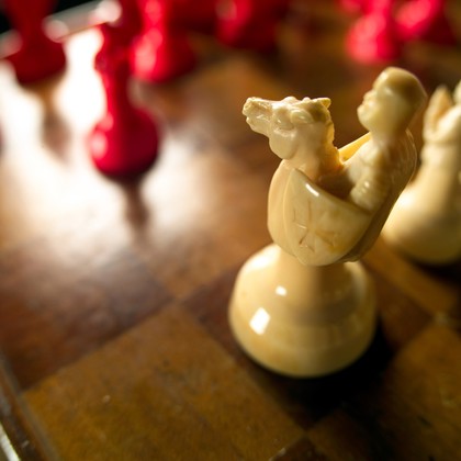 Chessmen (chess pieces) in the form of Saracens and Crusaders.