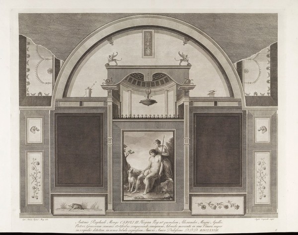 Adonis dying in the lap of Venus. Engraving by A. Campanella after A. R. Mengs, 1778.