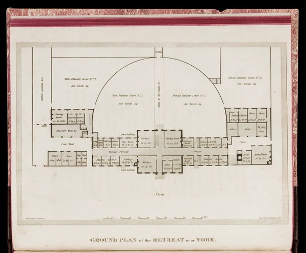 Description of the Retreat, an institution near York, for insane persons of the Society of Friends : containing an account of its origin and progress, the modes of treatment, and a statement of cases / By Samuel Tuke. With an elevation and plans of the building.