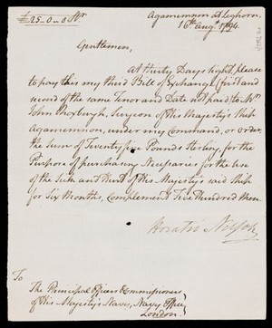 view Letter written by Lord Nelson with his right hand