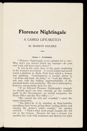 Florence Nightingale : a cameo life-sketch / Marion Holmes.