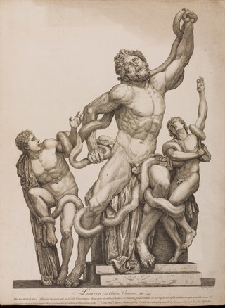 Laocoön and his sons, attacked by sea snakes. Etching by R. Dalton, 174-.