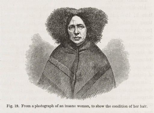 Insane woman from Darwin's Expression of the Emotions.