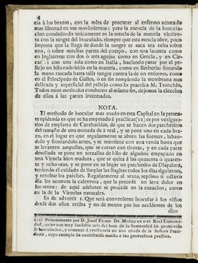 Methodo de la inoculacion de las viruelas que refiere M. de la Condaminé en su celebre memoria, sobre dicha inoculacion (1) leida en la Asamblea publica de la Academia Real de las Ciencias de Paris el 24 de Abril de 1754. (2) / traducida del idioma frances al castellano por Don Manuel Gonzales de Batres [&c].