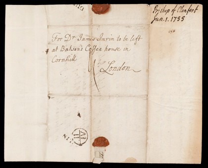 Letters from Mordecai Cary (d. 1751), Jurin's pupil, later Bishop of Clonfert, Cloyne and Killala, concerning the treatment of Cary's wife for a breast lump (including notes on her case by Jurin), and literary interests.