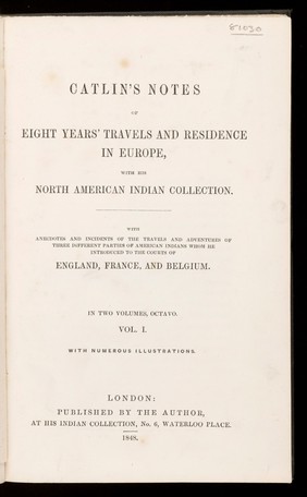 Titlepage to 'Catlin's notes of eight years' travels...'