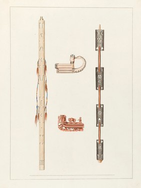 North American artefacts and places. Album of drawings and watercolours attributed to Thomas Bateman.