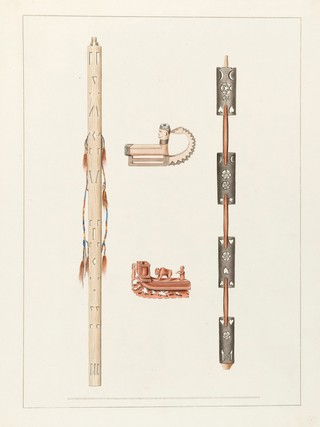 North American artefacts and places. Album of drawings and watercolours attributed to Thomas Bateman.