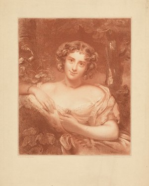 view A young woman casting a spell. Stipple engraving by T.L. Grundy, 1838, after W. Bradley.