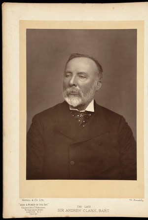 view Sir Andrew Clark. Photograph by Mayall & Co. Ltd., ca. 1893.