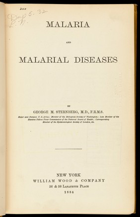 Malaria and malarial diseases / George M. Sternberg.