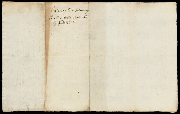 To the house visitors of the Surrey Dispensary in Union-Street, near St. Margaret's-Hill, Southwark : gentlemen, I recommend... believing... to be a proper object of this charity...day of... 178...