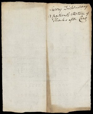 view Surrey Dispensary for the Relief of the Poor : Union Street, of 178... : having been received as a patient under the care of... by your recommendation, and discharged this day... I beg leave to return my most humble and hearty thanks for the same.