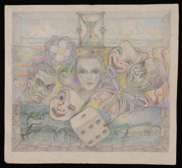 Drawing by an unknown artist whilst in a POW camp