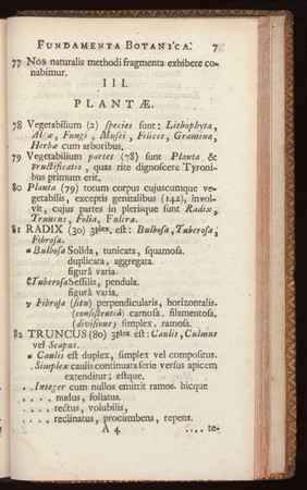 Bibliotheca botanica recensens libros plus mille de plantis huc usque editos, secundum systema auctorum naturale ... cum explicatione. Fundamentorum botanicorum [quae ... theoriam scientiae botanices per breves aphorismos tradunt] pars 1ma / [Carl von Linné].