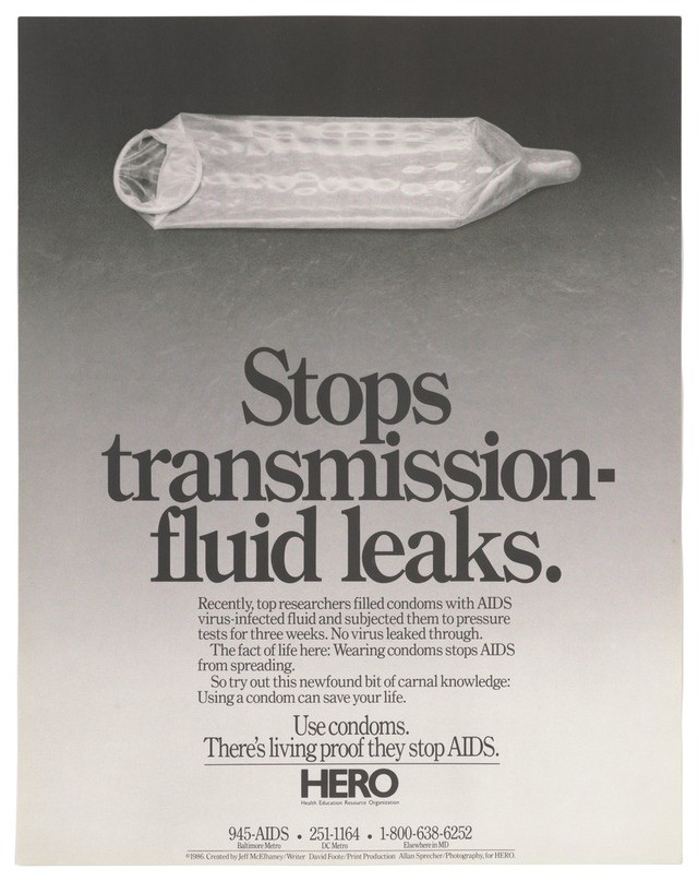An extended condom that has been tested with virusinfected fluid with a message that condoms
