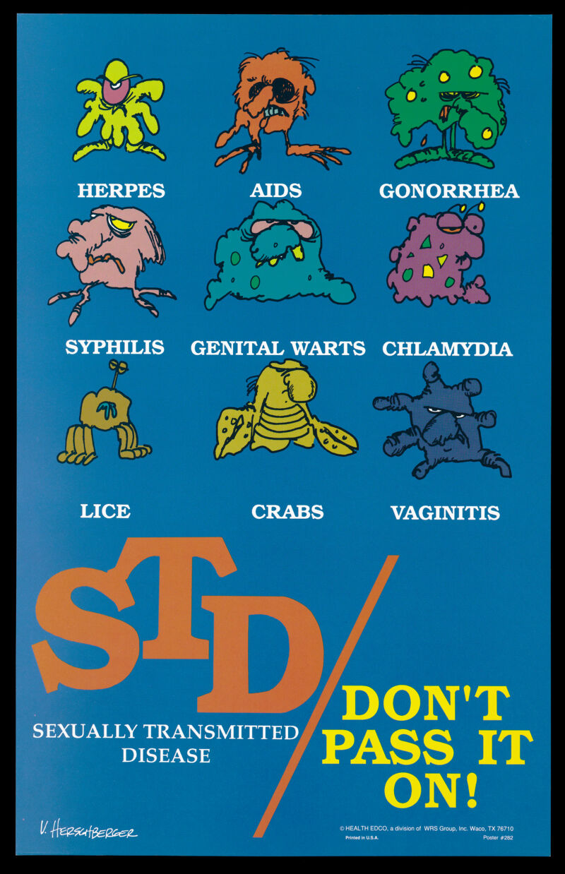 Personifications Of Sexually Transmitted Diseases With A Warning Dont Pass It On 7941