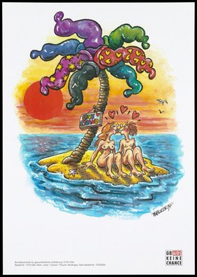 A naked man and woman and AIDS protection